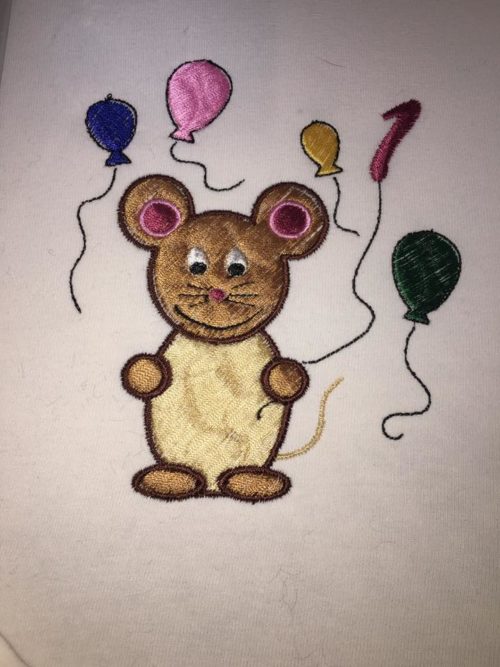 Maus mit Luftballon und Zahl 13x18