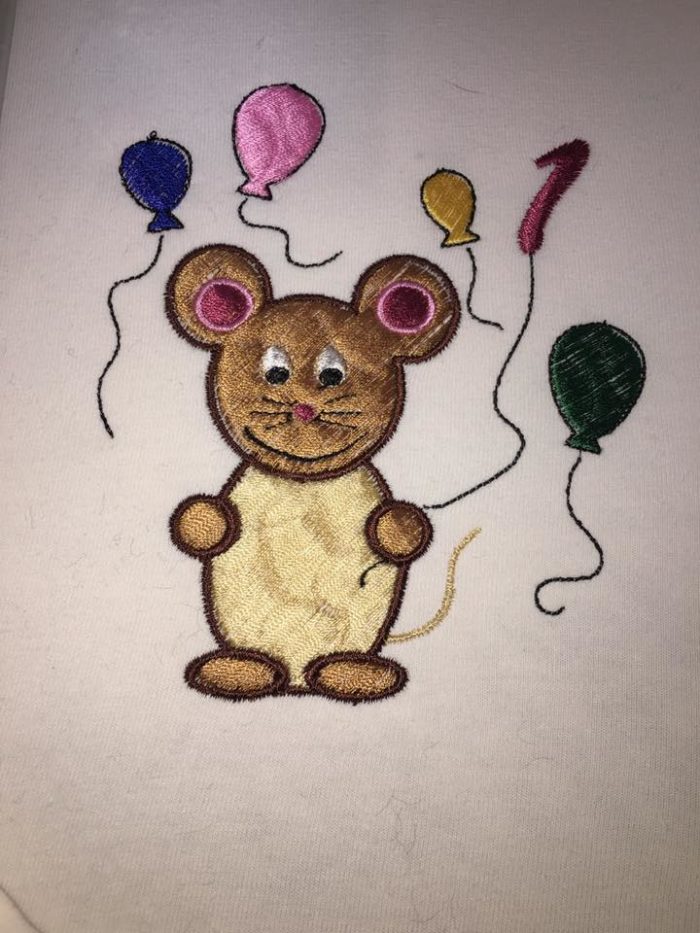 Maus mit Luftballon und Zahl 13x18